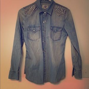 Jolt denim studded flannel.
